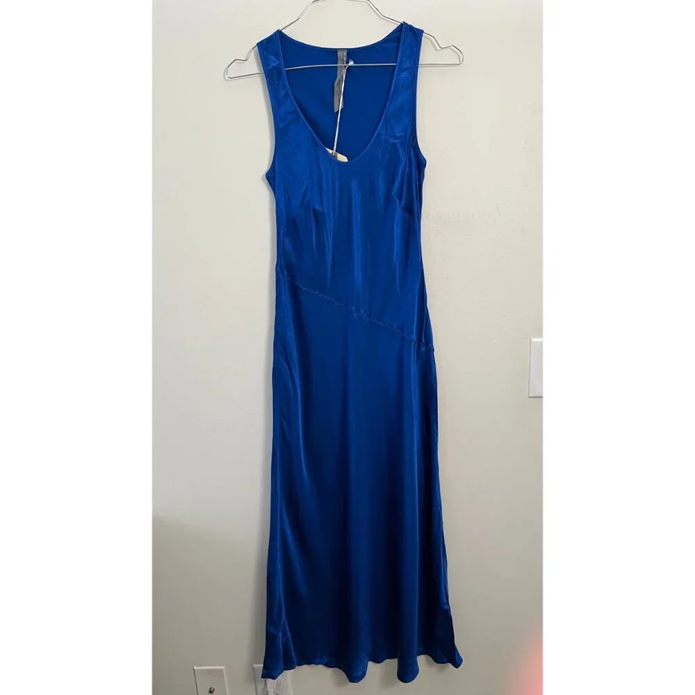 RAQUEL ALLEGRA LAPIS BLUE SLIP DRESS S - Picture 2 of 11